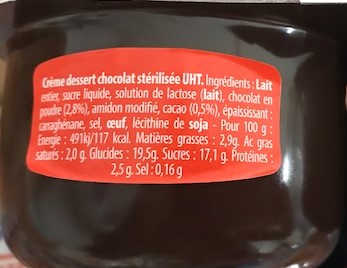 Crème Dessert Chocolat - 4 x 125g - Elle et Vire 